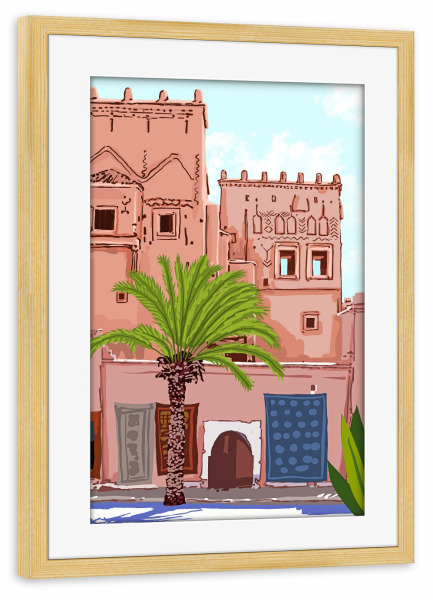 Poster mit Rahmen kiefer "Life in Morocco" artboxONE - Reise,Architektur
