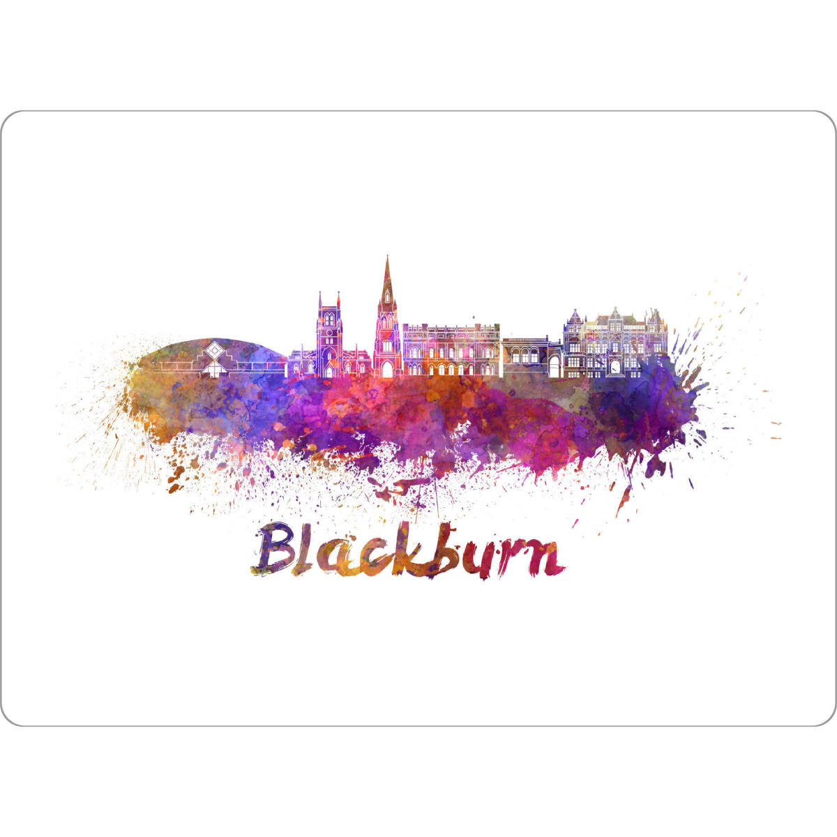 Tischset "BLACKBURN skyline in watercolor-b" artboxONE - Städte,Reise,Abstrakt,Architektur