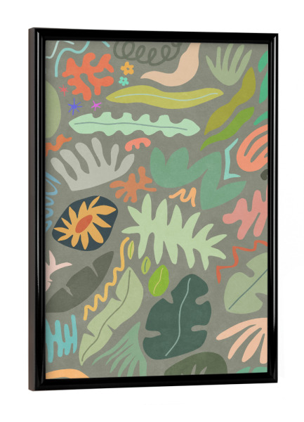 Poster mit schwarzem Rahmen "Forest Green Botanical Shapes" artboxONE - Natur,Floral,Abstrakt