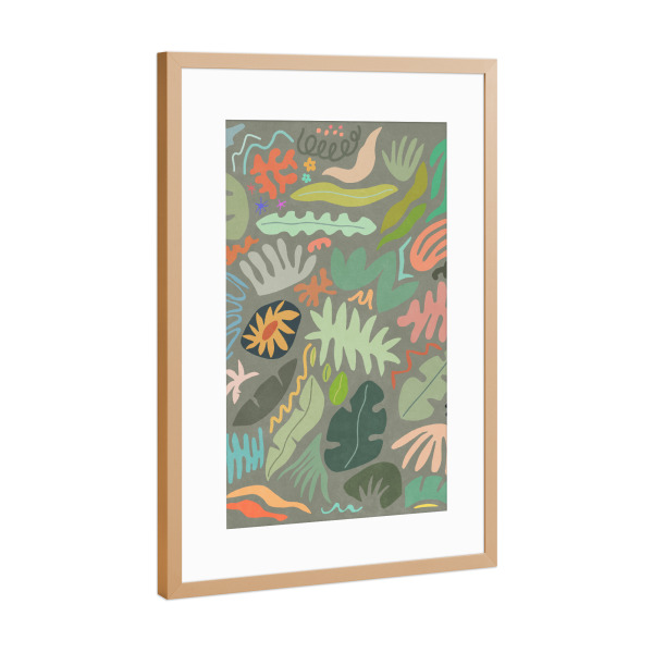 Poster mit Rahmen Kupfer "Forest Green Botanical Shapes" artboxONE - Natur,Floral,Abstrakt