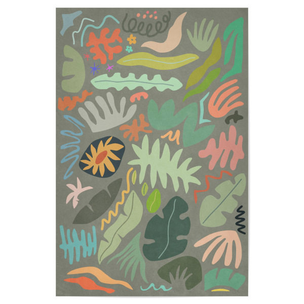 Poster 30x20 cm "Forest Green Botanical Shapes" artboxONE - Natur,Floral,Abstrakt