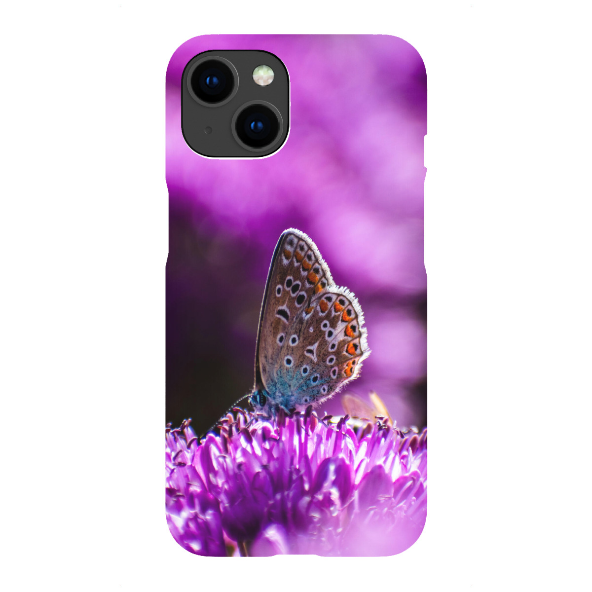 "Schmetterling mit violetten Blumen"für iPhone - Premium-Case Handyhülle artboxONE