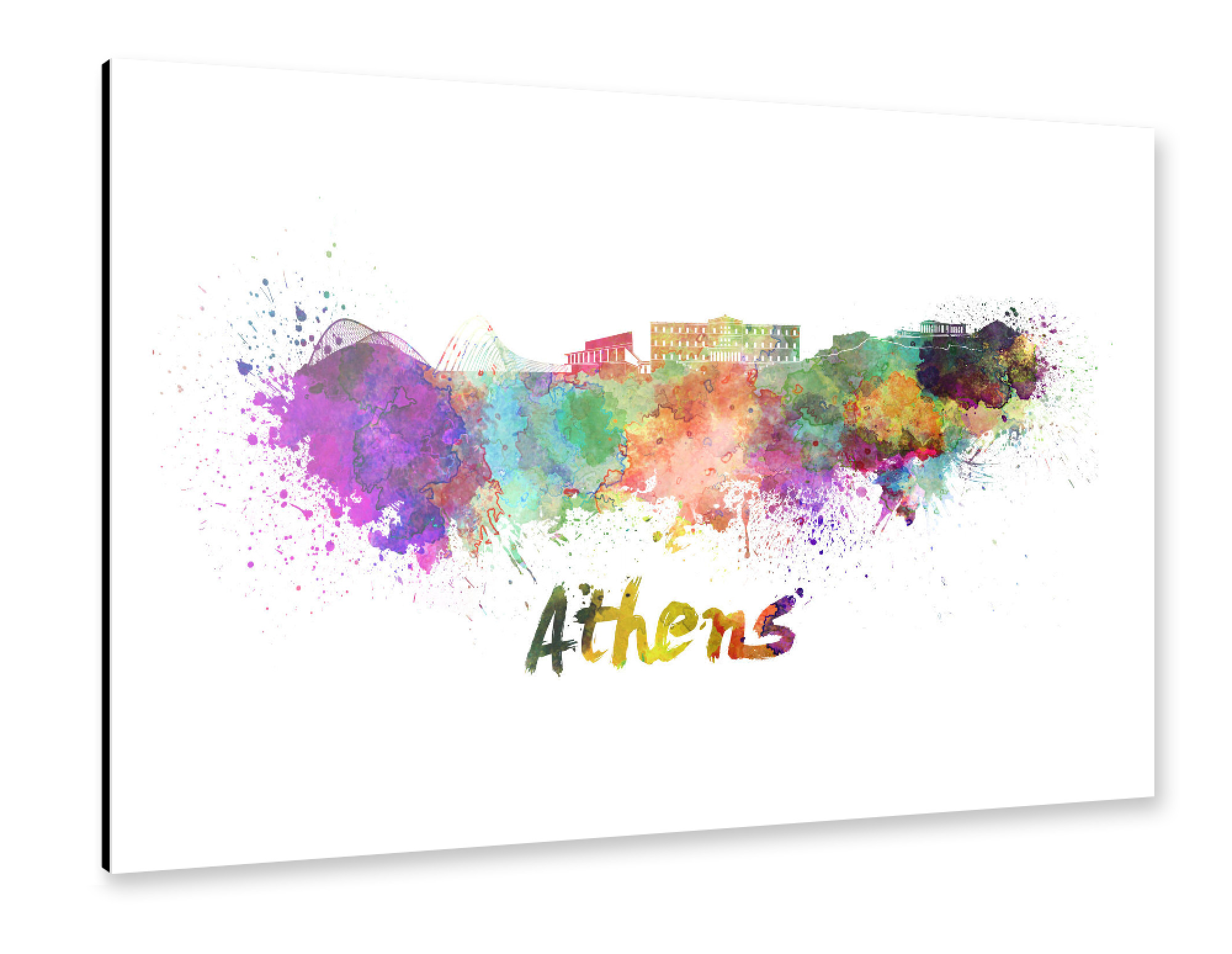 Alu-Dibond "ATHENS Skyline in watercolor-b" 30x20 cm artboxONE