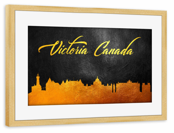 Poster mit Rahmen kiefer "Victoria Canada Gold Skyline" artboxONE - Städte - Victoria,Canada,Gold,Skyline,City,Stadt,Kanada