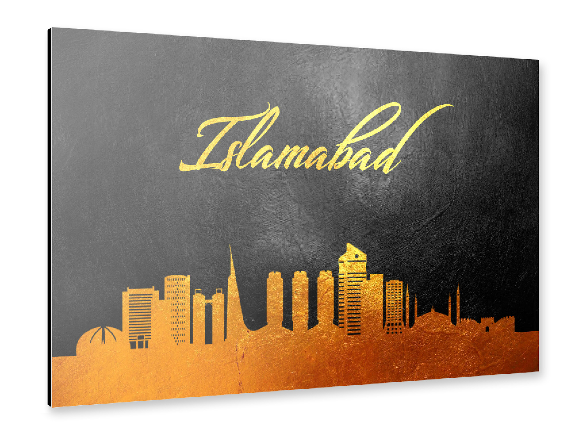 Alu-Dibond "Islamabad Pakistan Gold Skyline" 75x50 cm artboxONE