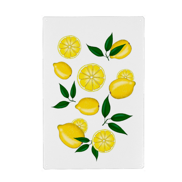 Metall Poster "Lemons Illustration" artboxONE - Floral,Essen & Trinken,Essen & Trinken / Obst & Gemüse,Lustig