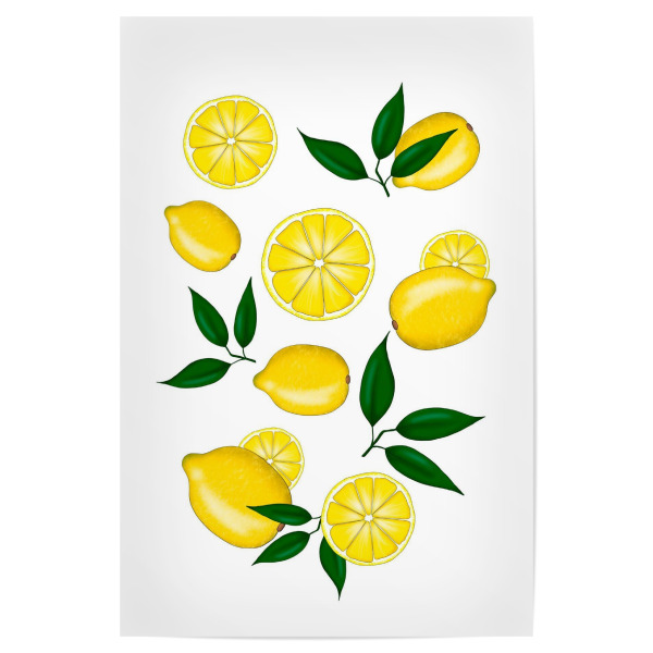 Poster "Lemons Illustration" artboxONE - Floral,Essen & Trinken,Essen & Trinken / Obst & Gemüse,Lustig