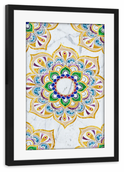 Poster mit Rahmen schwarz "Mandala fancy stones" artboxONE - Natur,Abstrakt