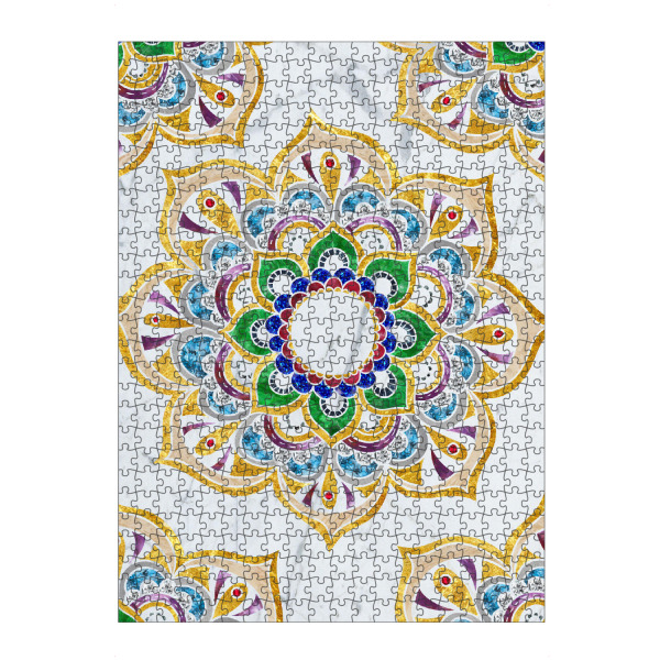 Puzzle Ravensburger "Mandala fancy stones" artboxONE - Natur,Abstrakt - Mandala,Vector,Yoga,Boho,Fancy,Arabic,Abstract,Nature,Gold,Stone,Precious