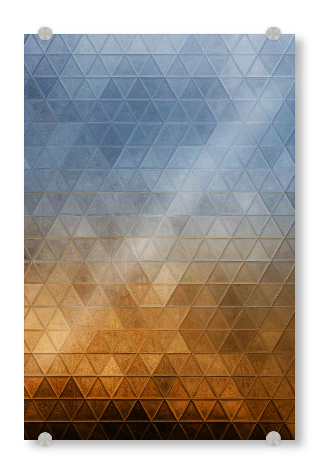 Acrylglasbild "Mosaic blue brown" artboxONE - Abstrakt,Geometrie - Mosaic,Pattern,Decoration,Triangle,Colors,Abstract,Abstrakt,Geometrie,Geometry