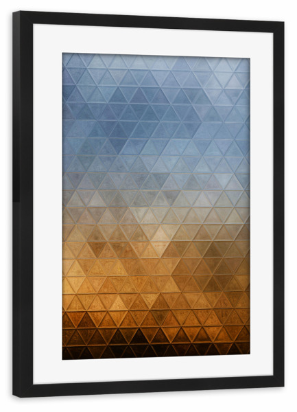 Poster mit Rahmen schwarz "Mosaic blue brown" artboxONE - Abstrakt,Geometrie