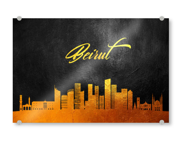 Acrylglasbild "Beirut Lebanon Gold Skyline" artboxONE - Städte - Beirut,Lebanon,Gold,Skyline,City,Stadt