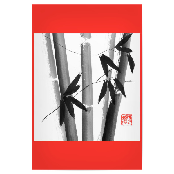 Poster 30x20 cm "Bamboo c" artboxONE - Floral - Bamboo,Sumie,Japan,Leaves,Blätter,Trees,Bäume,Bambus