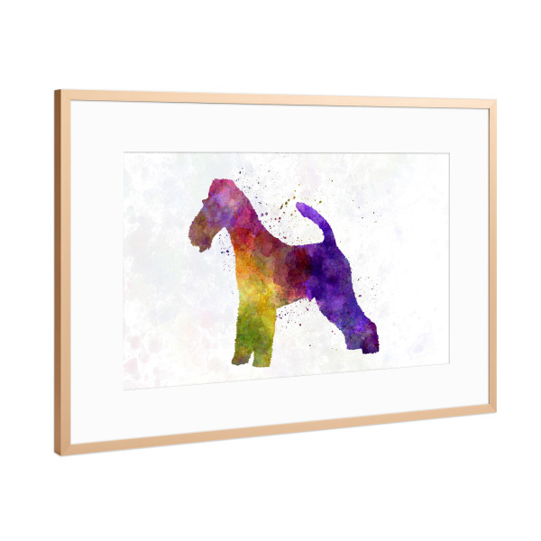 Poster mit Rahmen Kupfer "Fox Terrier in watercolor" artboxONE - Tiere,Abstrakt