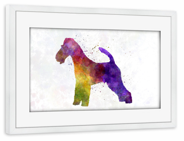 Poster mit Rahmen weiß "Fox Terrier in watercolor" artboxONE - Tiere,Abstrakt