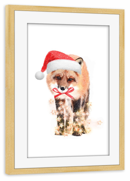 Poster mit Rahmen kiefer "Christmas Fox" artboxONE - Tiere,Weihnachten