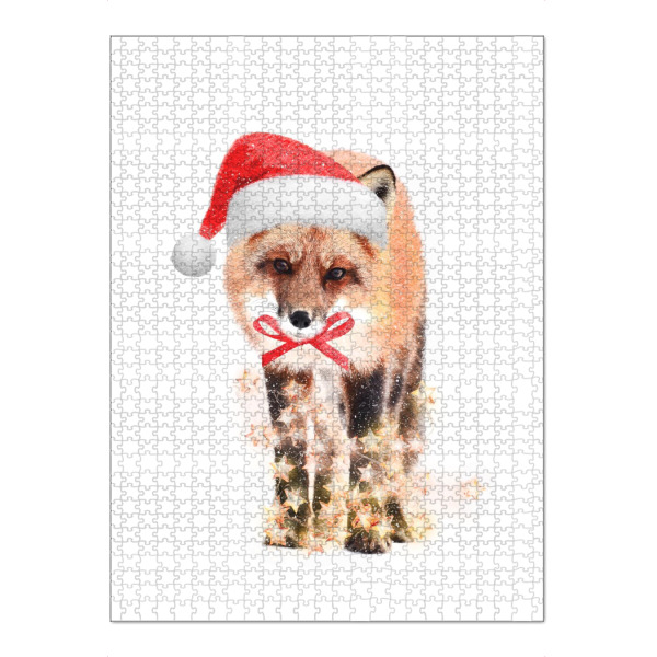 Puzzle Ravensburger "Christmas Fox" artboxONE - Tiere,Weihnachten - Fox,Christmas,Santa hat,Santa claus,Holiday,Stars,Animal,Wild,Lovely,Fuchs,Tier