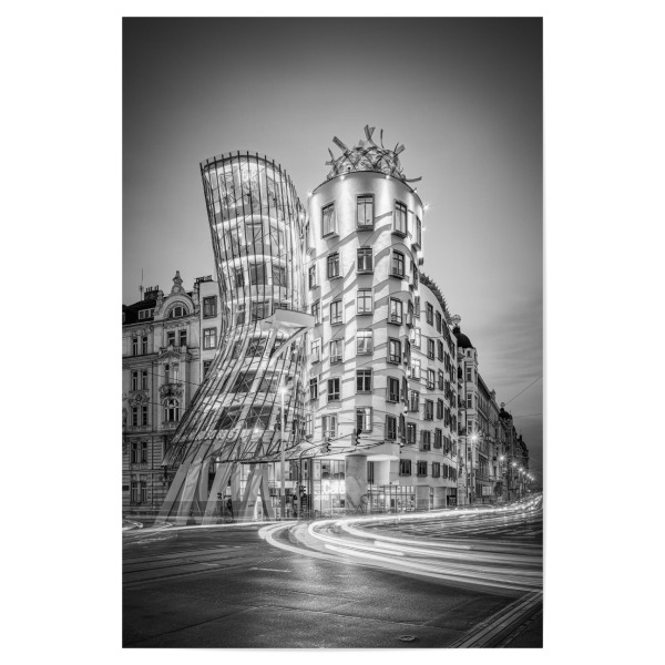 Poster "Tanzendes Haus Prag schwarz-weiß" artboxONE - Reise,Architektur,Städte / Prag