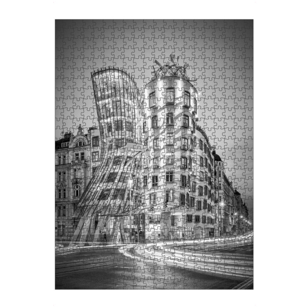 Puzzle Ravensburger "Tanzendes Haus Prag schwarz-weiß" artboxONE - Reise,Architektur,Städte / Prag