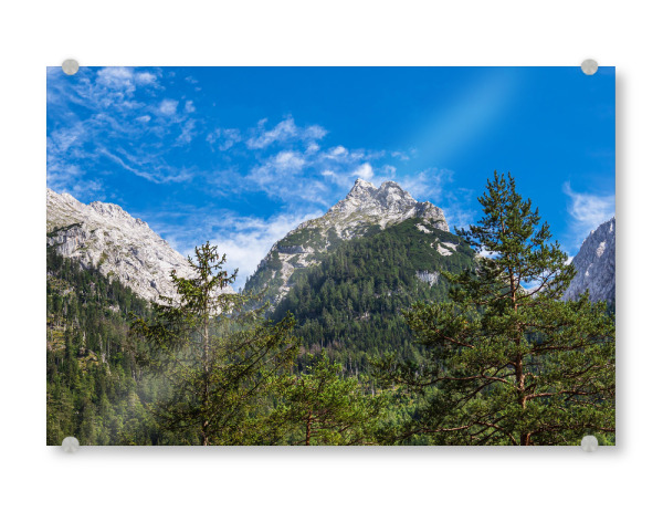 Acrylglasbild "Baumwipfel und Berge" artboxONE - Natur,Reise