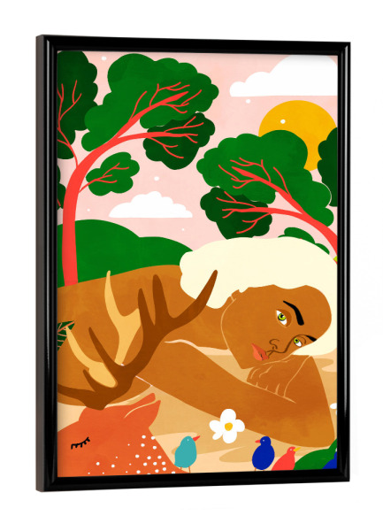 Poster mit schwarzem Rahmen "Find Your Happy Place" artboxONE - Tiere,Menschen