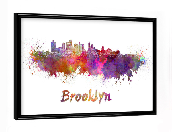 Poster mit schwarzem Rahmen "BROOKLYN skyliner in watercolor-b" artboxONE - Städte,Reise,Abstrakt,Architektur