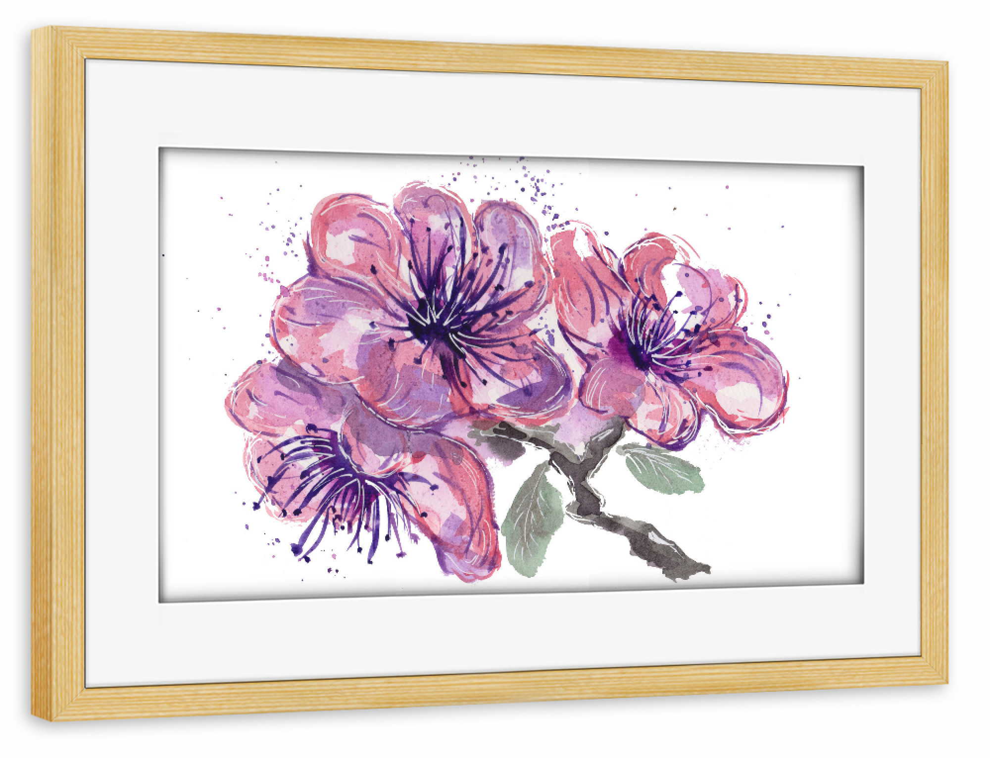 Poster mit Rahmen kiefer "Hibiskus in Pink" artboxONE - Natur,Floral