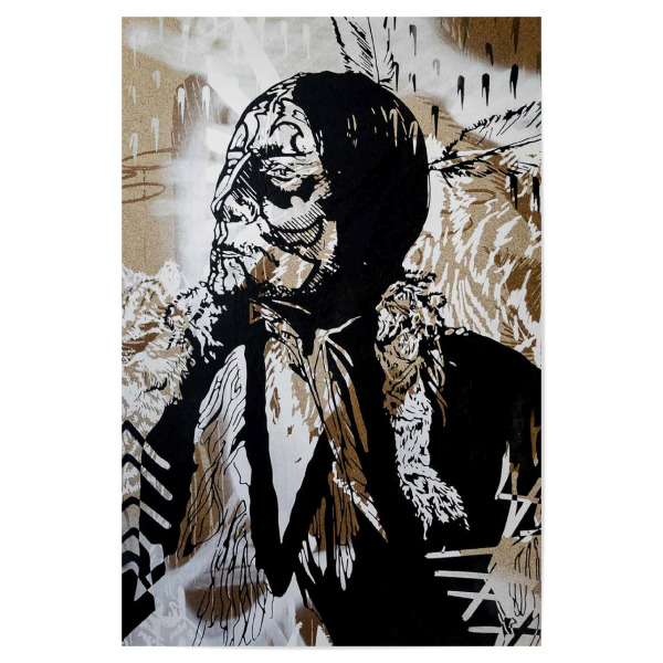 Poster 30x20 cm "Sitting bull" artboxONE - Floral,Schwarzweiß,Streetart - Female,Woman,Frau,Abstract,Abstrakt