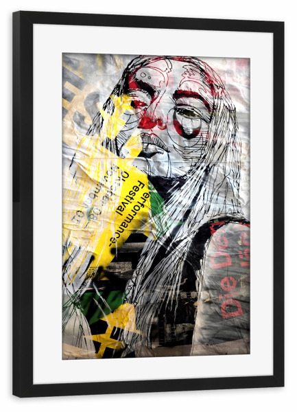 Poster mit Rahmen schwarz "Snootiness" artboxONE - Abstrakt,Liebe,Streetart - Female,Woman,Girl,Abstract,Abstrakt,Schwarzweiß,Blackandwhite