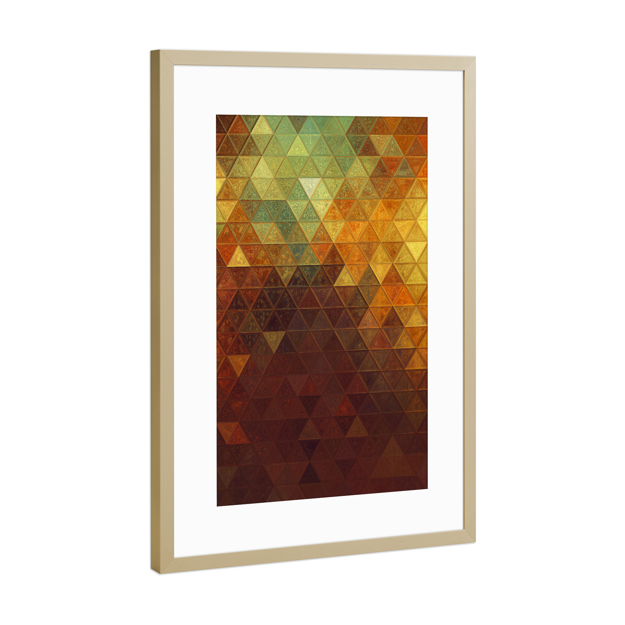Poster mit Rahmen Gold "Mosaic brown gold" artboxONE - Abstrakt,Geometrie
