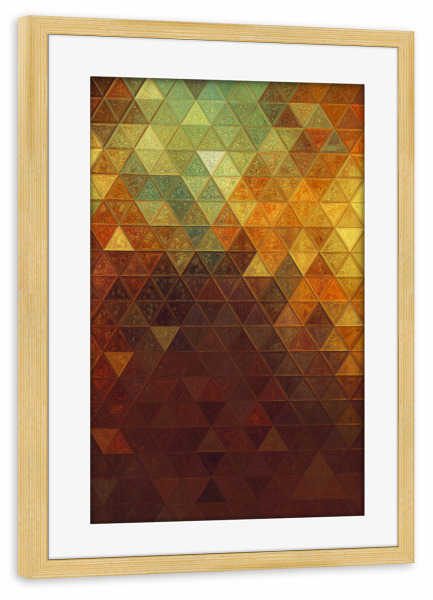 Poster mit Rahmen kiefer "Mosaic brown gold" artboxONE - Abstrakt,Geometrie