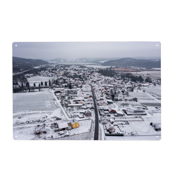 Holzbild "Herleshausen im Werratal" artboxONE - Städte,Architektur - Herleshausen,Hessen,Werratal,Dorf,Häuser,Landschaft,Landscape