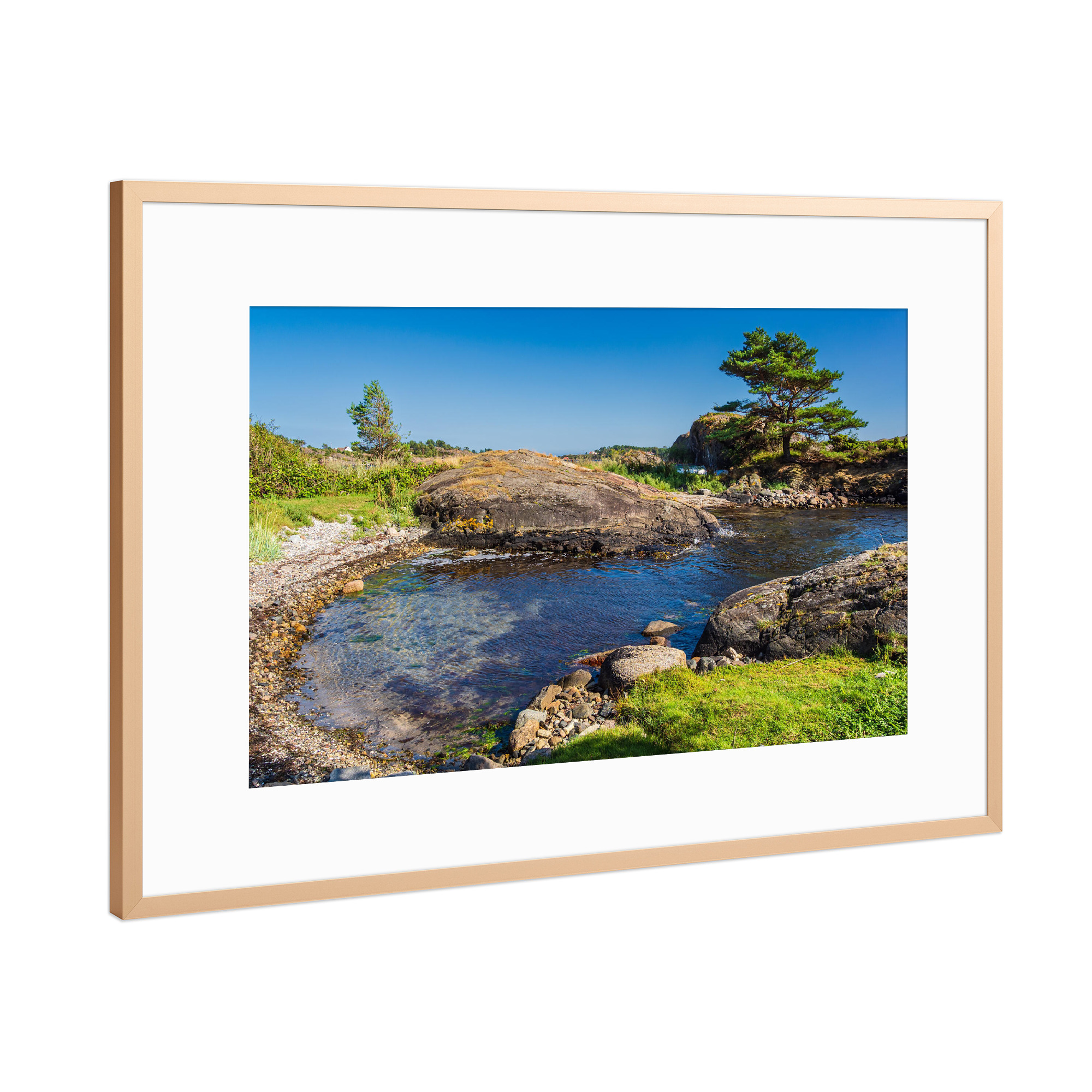 Poster mit Rahmen Kupfer "Bucht und Bäume" artboxONE - Natur,Reise,Reise / Strand und Meer,Reise / Länder