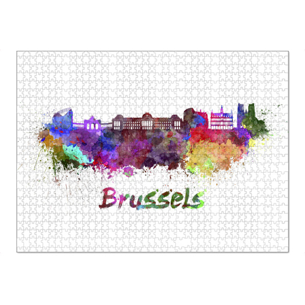 Puzzle Ravensburger "BRUSSELS skyline in watercolor-b" artboxONE - Städte,Reise,Abstrakt,Architektur