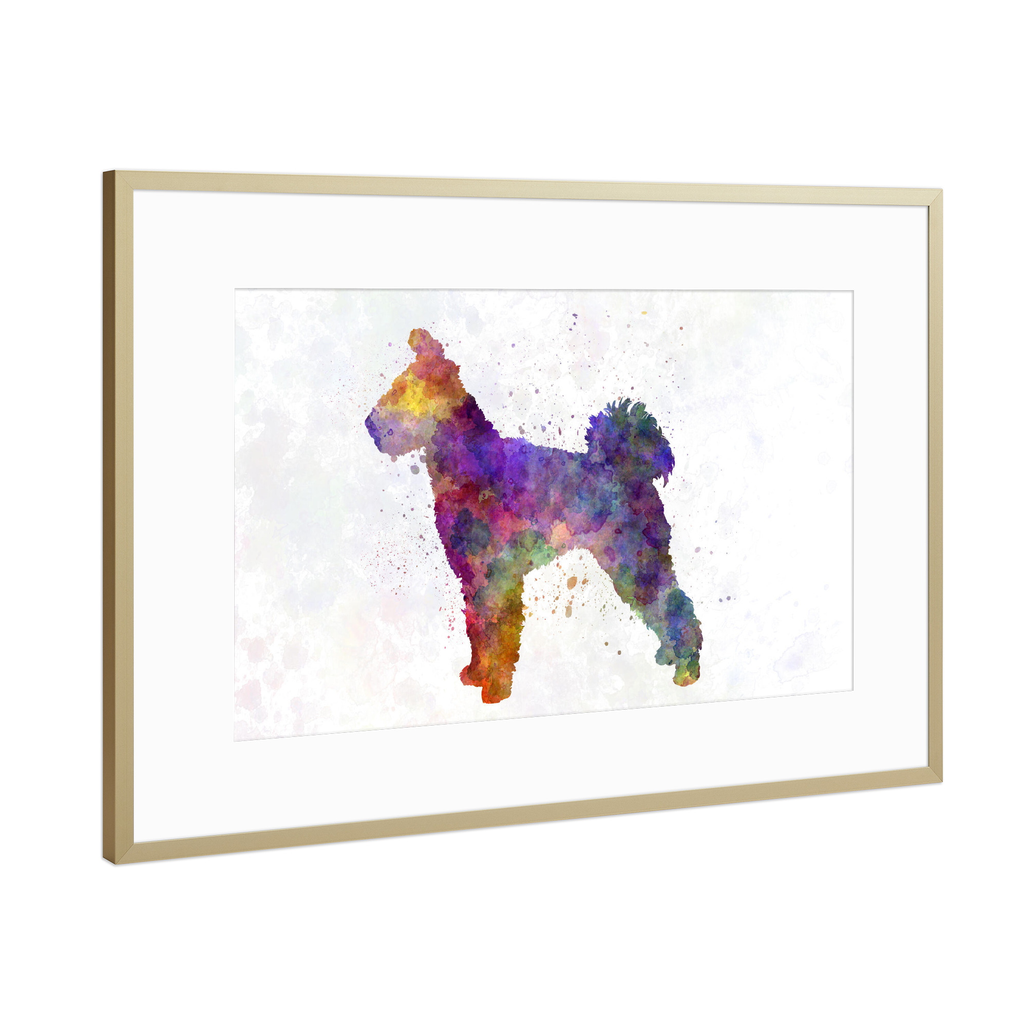 Poster mit Rahmen Gold "Pumi in watercolor" artboxONE - Tiere,Abstrakt - Dog,Pet,Mammal,Watercolor,Dog poster,Abstract,Tier,Animal,Hund