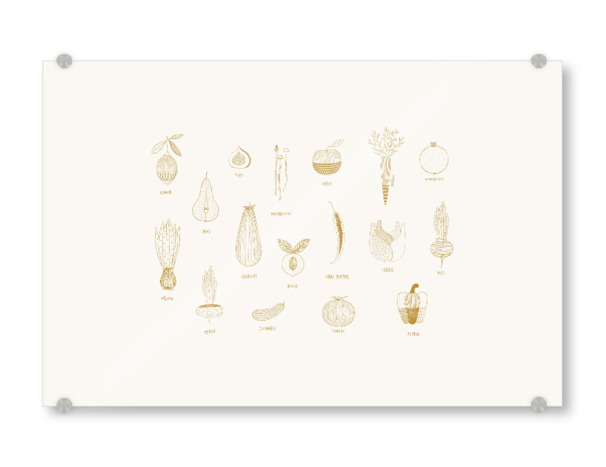Acrylglasbild "Fruits and vegetables beige" artboxONE - Floral,Essen & Trinken,Essen & Trinken / Obst & Gemüse