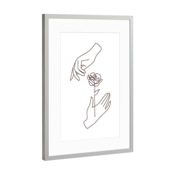 Poster mit Rahmen Silber "Rose Hands" artboxONE - Floral,Abstrakt,Liebe,Für Mama