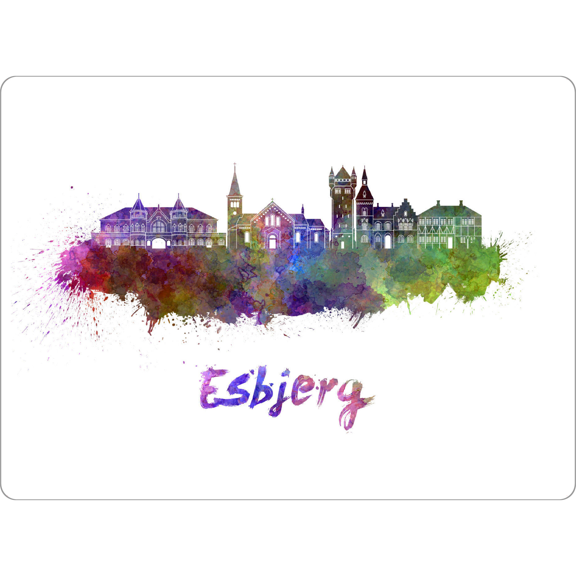Tischset "ESBJERG skyline in watercolor-b" artboxONE - Städte,Abstrakt,Architektur