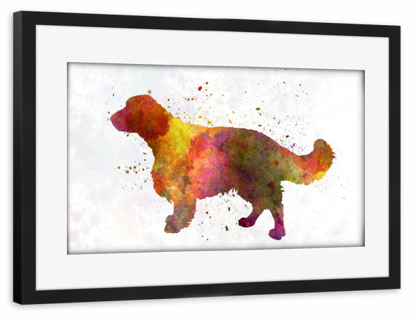 Poster mit Rahmen schwarz "Welsh Springer Spaniel dog" artboxONE - Tiere,Abstrakt - Dog,Pet,Animal,Mammal,Watercolor,Abstract,Hund,Bunt,Colorful