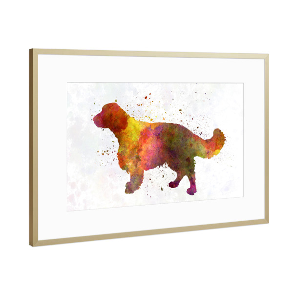 Poster mit Rahmen Gold "Welsh Springer Spaniel dog" artboxONE - Tiere,Abstrakt - Dog,Pet,Animal,Mammal,Watercolor,Abstract,Hund,Bunt,Colorful