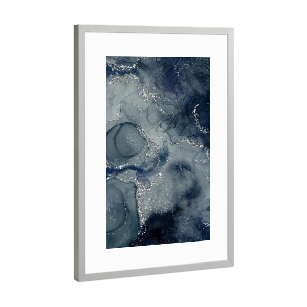 Poster mit Rahmen Silber "Navy Blue Pattern" artboxONE - Abstrakt,Geometrie,Fashion,Festivals,Galaxy