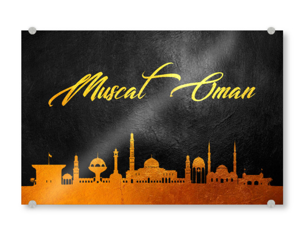 Acrylglasbild "Muscat Oman Gold Skyline" artboxONE - Städte - Gold,Skyline,Muscat,Oman,City,Stadt