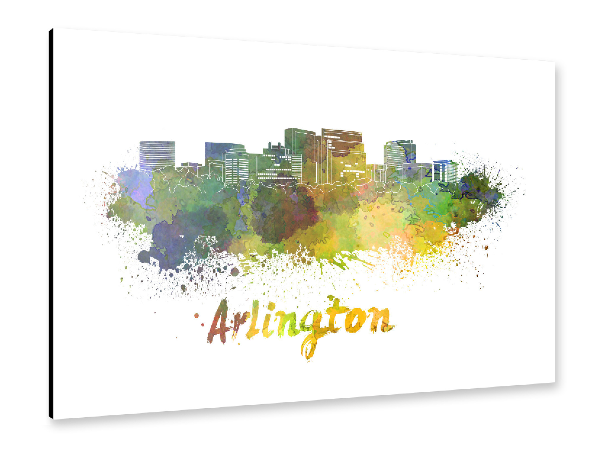 Alu-Dibond "ARLINGTON Skyline in watercolor-b" 30x20 cm artboxONE