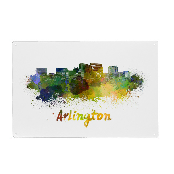 Metall Poster "ARLINGTON Skyline in watercolor-b" artboxONE - Städte,Reise,Abstrakt,Architektur
