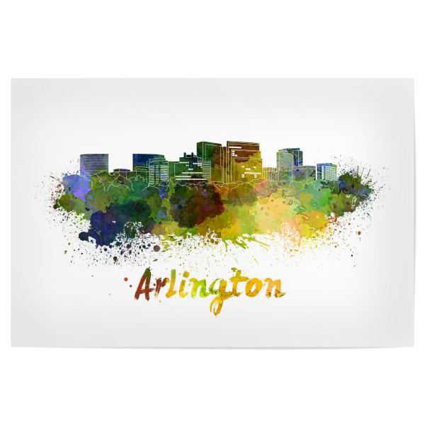 Poster "ARLINGTON Skyline in watercolor-b" artboxONE - Städte,Reise,Abstrakt,Architektur