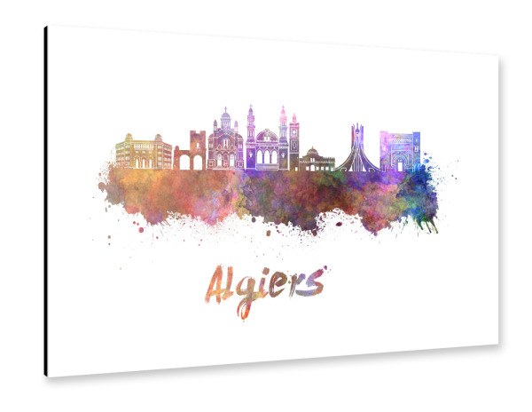 Alu-Dibond "ALGIERS skyline in watercolor-b" 30x20 cm artboxONE