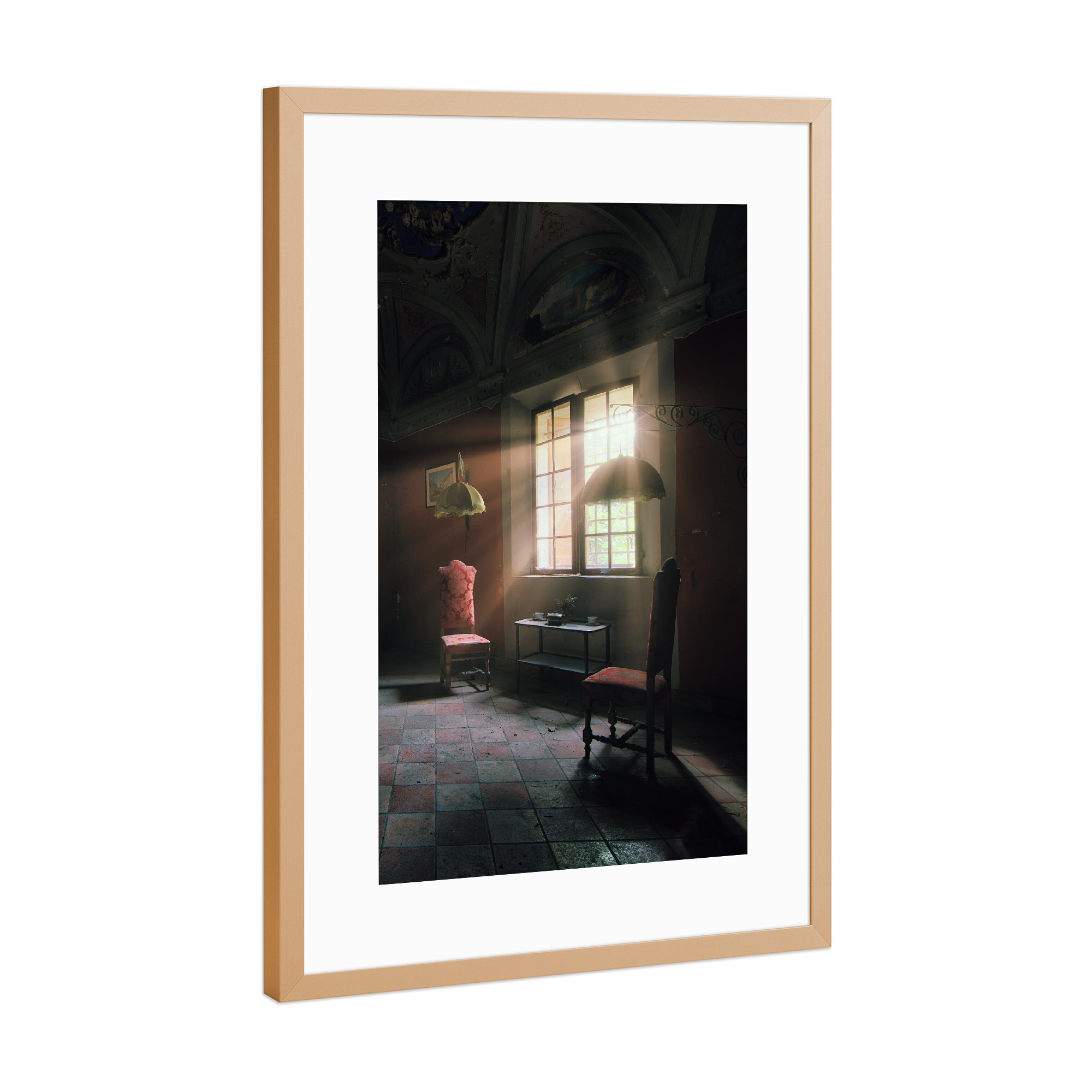 Poster mit Rahmen Kupfer "Sunny window place" artboxONE - Architektur