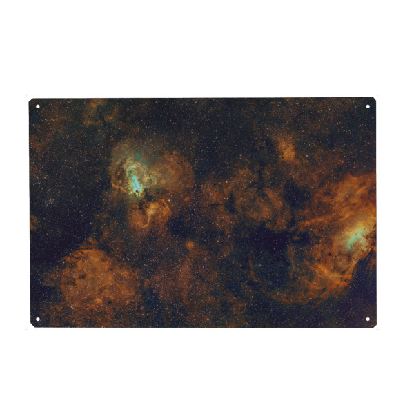 Metall Poster "Omeganebel" artboxONE - Galaxy - Astro,Astronomie,Unoversum,Weltall,Weltraum,Sterne,Space,Stars,Universe,Astronomy - Blechschild