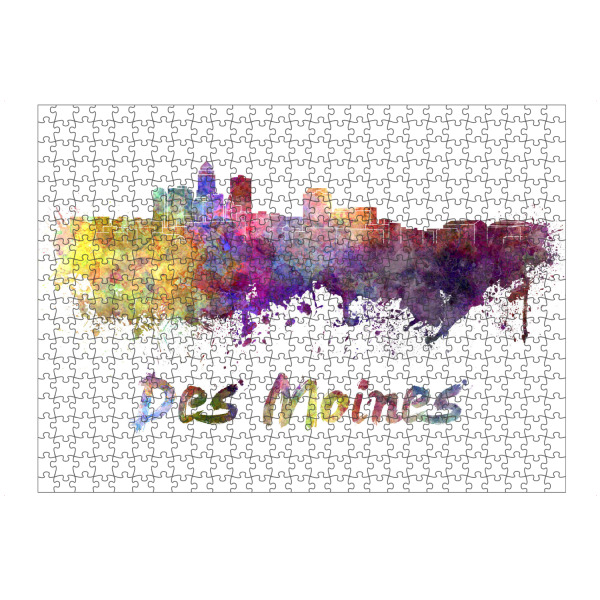 Puzzle Ravensburger "DES MOINES skyline in watercolor" artboxONE - Städte,Abstrakt,Architektur