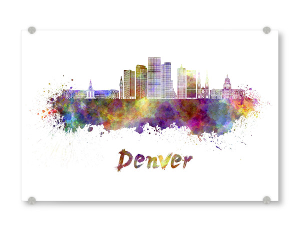 Acrylglasbild "DENVER v2 skyline in watercolor-b" artboxONE - Städte,Abstrakt,Architektur